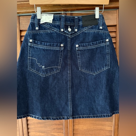 We the Free Suzy Denim Midi Skirt NWT deep crush blue - Picture 3 of 5